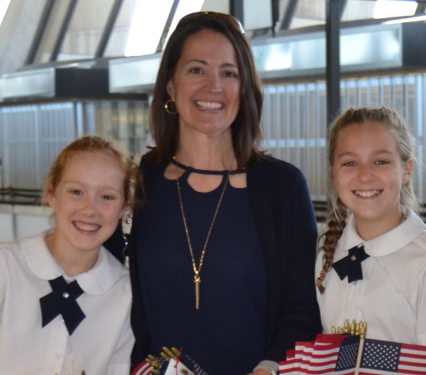 Head of School with fifth grade class for service project